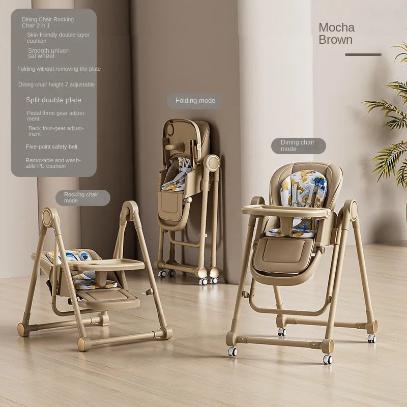 Infant Rocking & Feeding Chair 2-in-1 Foldable & Adjustable Design