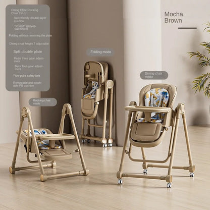 Infant Rocking & Feeding Chair 2-in-1 Foldable & Adjustable Design